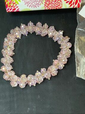Premier Designs Pink Crystal Cluster Stretch Bracelet